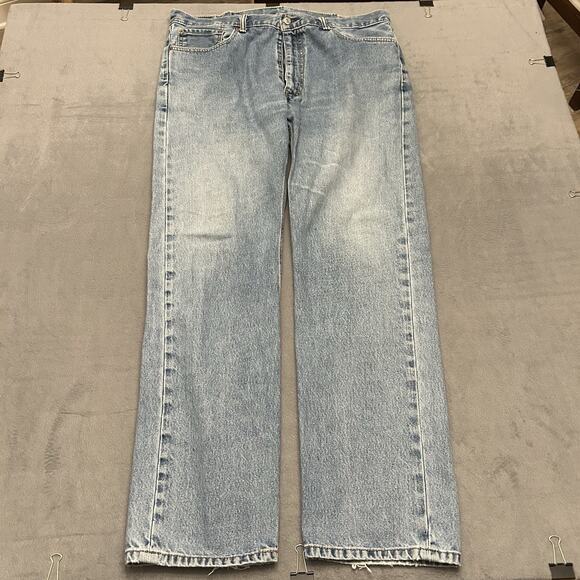 Levis 505 Mens Regular Fit Straight Leg Jeans 40X34 Blue Red Tab Denim Pants - Picture 1 of 6